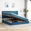 vidaXL Opbergbed met LED met matras Donkerblauw 200 x 200 cm Fluweel