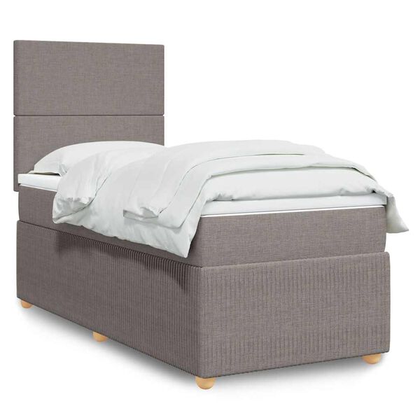vidaXL Boxspring met matras stof taupe 100x200 cm
