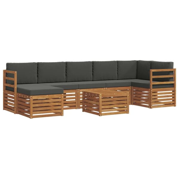 vidaXL Sofa-Sets 8 pcs Natuurlijk en Antraciet Massief Acaciahout