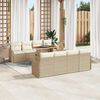 vidaXL Tuin Sofa Set met opslag 9 pcs Beige Poly riet