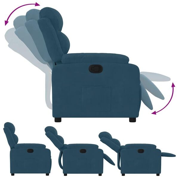 vidaXL Fauteuil verstelbaar fluweel blauw