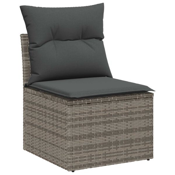 vidaXL Tuin Sofa Set met kussen 8 pcs Grijs Poly rattan, staal en glas