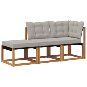 vidaXL Modulaire buitensofa eenheden 3 Stuk Natuurlijk en Lichtgrijs