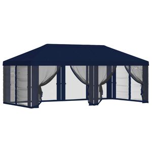 vidaXL Gazebo Hoes met Zijwanden 6 x 3 m Blauw Polyester 190