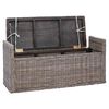 vidaXL Opslagbank met kussen met opslag Grijs 110 x 40 x 50 cm Rattan