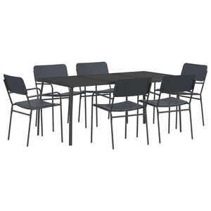 vidaXL Eetkamerset 7 st Antraciet Staal