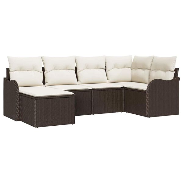 vidaXL Tuin Sofa Set met kussen 6 pcs Bruin Poly riet