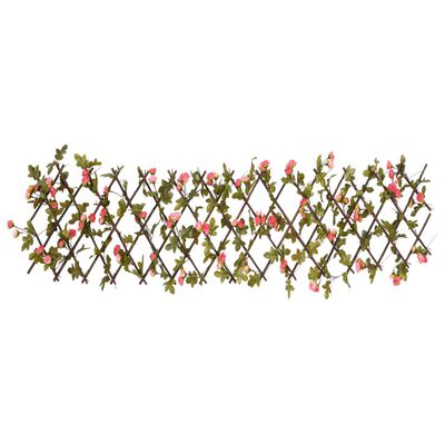 vidaXL Kunstplant klimop op latwerk uittrekbaar 180x20 cm donkerroze