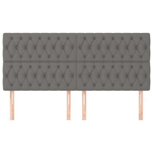 vidaXL Hoofdbord donkergrijs 180x7x118/128 cm Stof