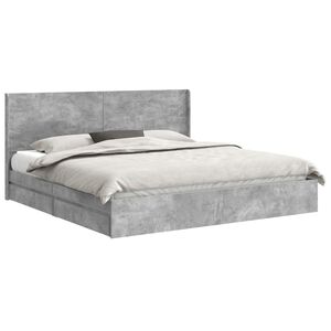 vidaXL Bedframe met opbergruimte en hoofdbord Betongrijs 200 x 200 cm