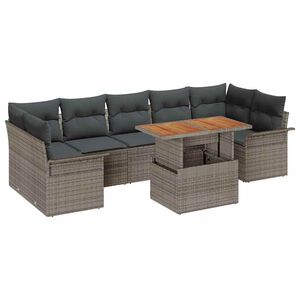 vidaXL Tuin Sofa Set met opslag 8 pcs Grijs Poly riet