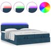 vidaXL Bed poef met matrassen en leds 200x200 cm fluweel donkerblauw