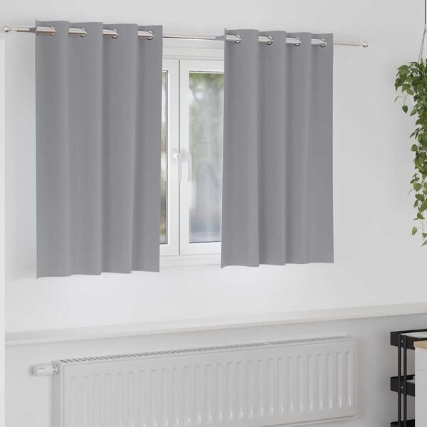 vidaXL Zwart-out Gordijnen met Ringen 2 pcs Lichtgrijs 140 x 140 cm