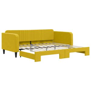 vidaXL Slaapbank met onderschuifbed 100x200 cm fluweel geel