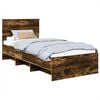vidaXL Bedframe met hoofdeinde Gerookt eiken 90 x 200 cm Bewerkt hout