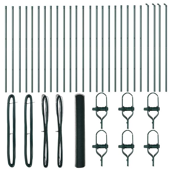 vidaXL Afrasteringspaal Groen 50 x 1,2 m (25 mm gaas) Staal en PVC