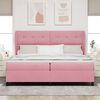 vidaXL Boxspringbed met matras Roze 200 x 200 cm Polyester
