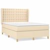 vidaXL Boxspring met matras stof cr&egrave;mekleurig 140x190 cm