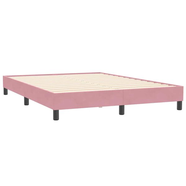 vidaXL Boxspring met matras fluweel roze 160x210 cm