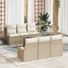 vidaXL Tuin Sofa Set met kussen 7 pcs Beige en Cr&egrave;me poly rattan