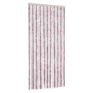 vidaXL Vliegengordijn 90x220 cm chenille zilvergrijs en roze