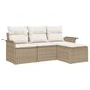 vidaXL Bankstel met kussen 4 pcs Beige poly rattan
