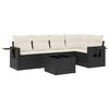 vidaXL 6-delige Loungeset met kussens poly rattan zwart