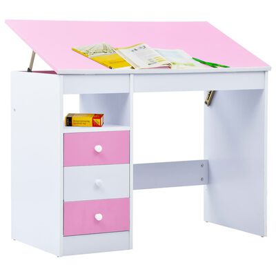 vidaXL Kindertekentafel/-bureau kantelbaar roze en wit