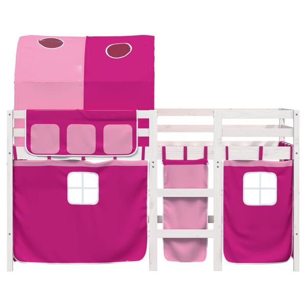 vidaXL Kinderhoogslaper met tunnel 80x200 cm massief grenenhout roze