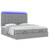 vidaXL Ottoman bed met matrassen en LED's 200x200cm stof lichtgrijs