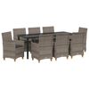 vidaXL Tuin Eetset 9 pcs Grijs poly rattan
