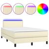vidaXL Boxspring met matras en LED kunstleer crèmekleurig 120x200 cm