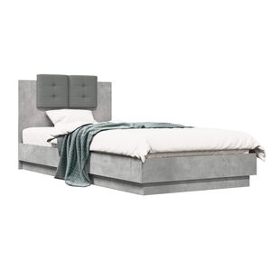 vidaXL Bedframe met Hoofdeinde Betongrijs 80 x 200 cm Bewerkt hout