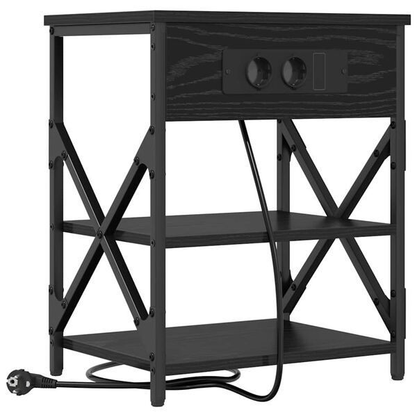 vidaXL Nachtkastje met plank Zwart Eiken 41 x 31 x 51 cm Bewerkt hout