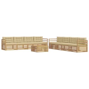 vidaXL Buiten bankenset 9 st 8-zits Wit en Beige Polyester