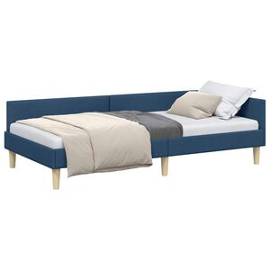 vidaXL Hoekbedframe met hoofdeinde Blauw 90 x 190 cm Stof