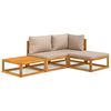 vidaXL 4-delige Loungeset met kussens massief hout taupe