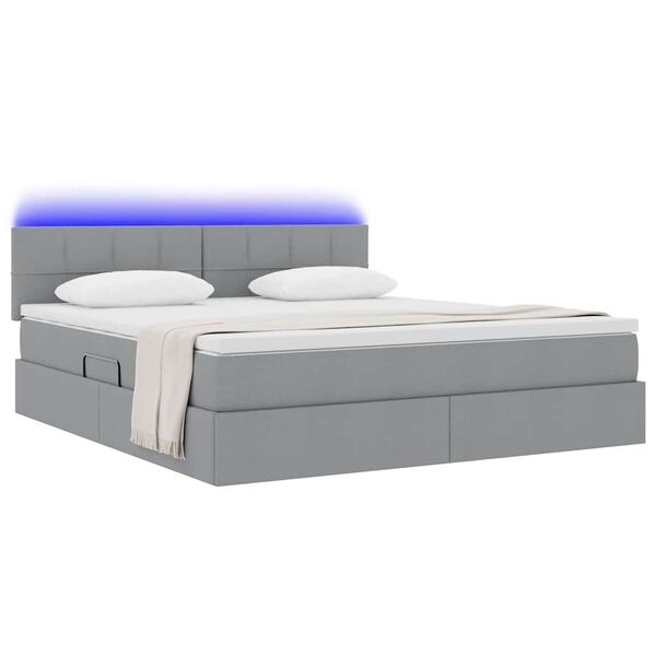 vidaXL Opbergbed met LED met matras Lichtgrijs 180 x 200 cm Polyester
