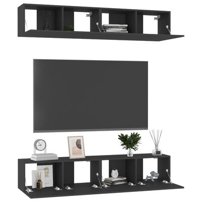 vidaXL Tv-meubelen 4 st 80x30x30 cm spaanplaat zwart