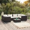vidaXL 7-delige Loungeset met kussens poly rattan zwart