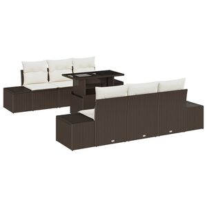 vidaXL Bankstel met kussen 7 pcs Bruin en Cr&egrave;me poly rattan