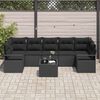 vidaXL Tuin Sofa Set met kussen 8 pcs Zwart Poly rattan, staal en glas