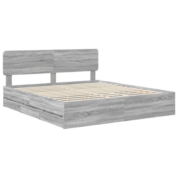 vidaXL Bedframe met lade Grijze Sonoma 180 x 200 cm Geconstrueerd hout