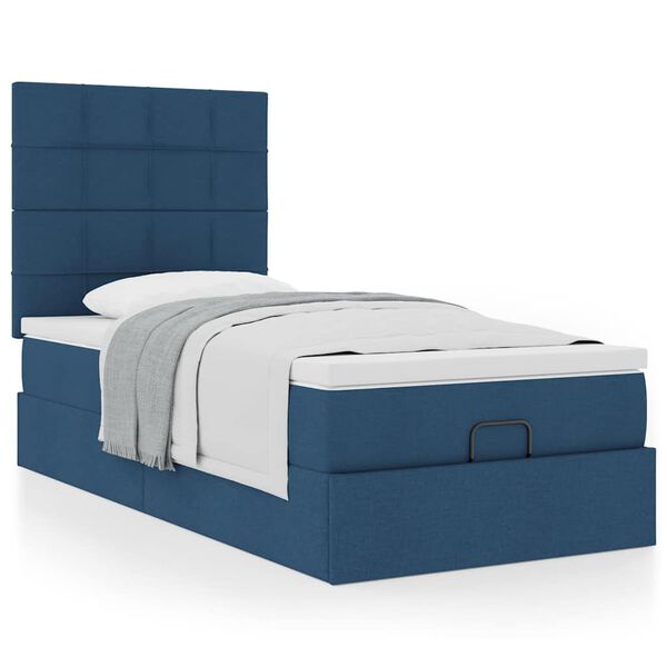 vidaXL Bed met matras 100x200 cm stof blauw