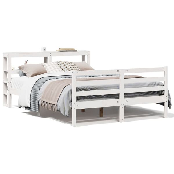 vidaXL Bedframe zonder matras massief grenenhout wit 120x190 cm