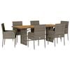 vidaXL 7-delige Tuinset met kussens poly rattan grijs