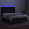 vidaXL Boxspring met matras en LED stof zwart 140x190 cm