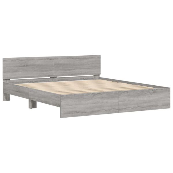 vidaXL Bedframe met hoofdeinde grijs sonoma eikenkleurig 180x200 cm