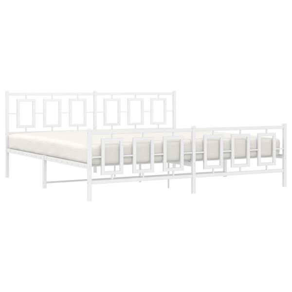 vidaXL Bedframe met hoofd- en voeteneinde metaal wit 193x203 cm