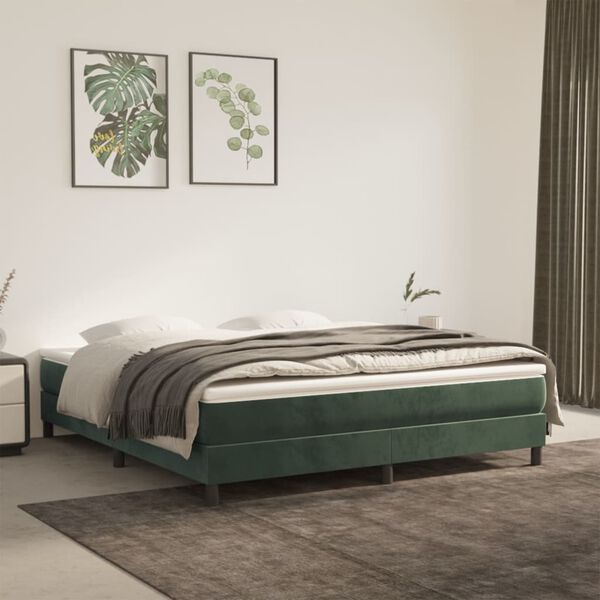 vidaXL Boxspring bed 160x200 cm fluweel donkergroen